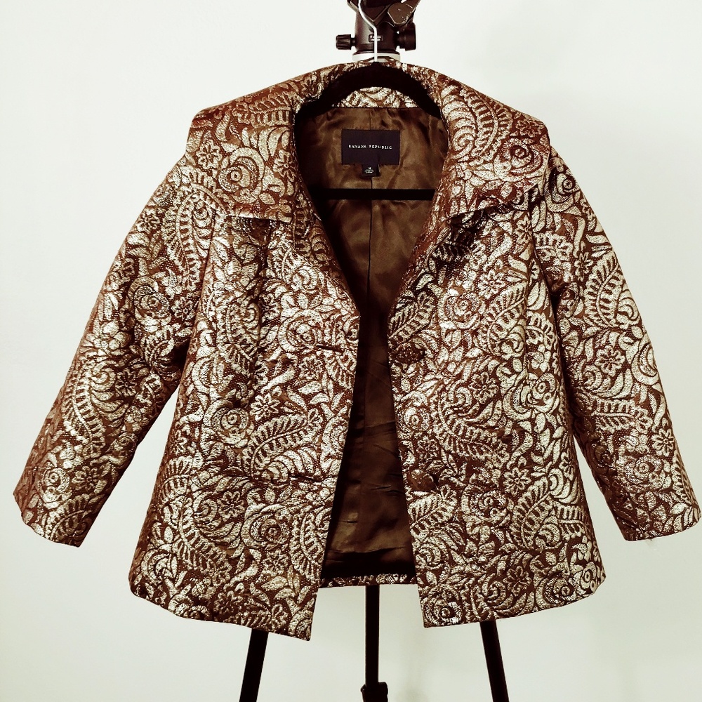 Banana Republic gold embroidered coat